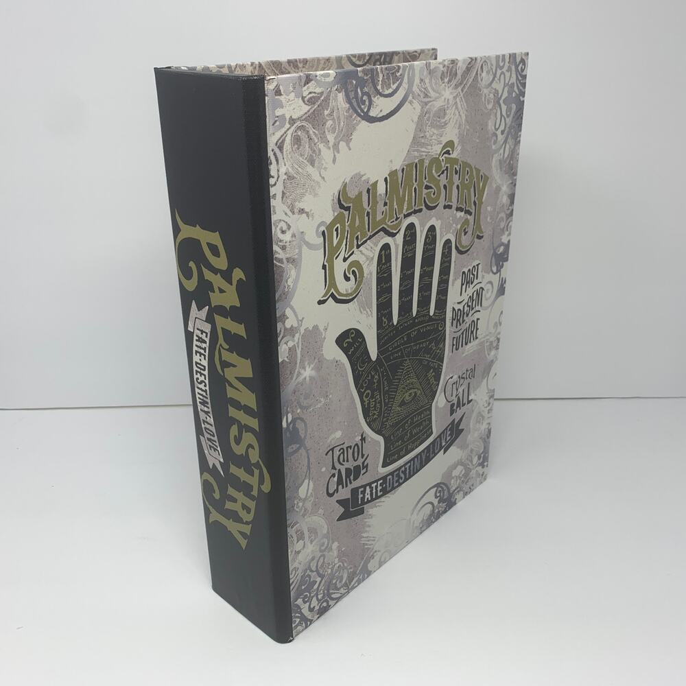 NWOT Halloween decor PALMISTRY spell book spellbook tabletop wood box - Picture 2 of 9